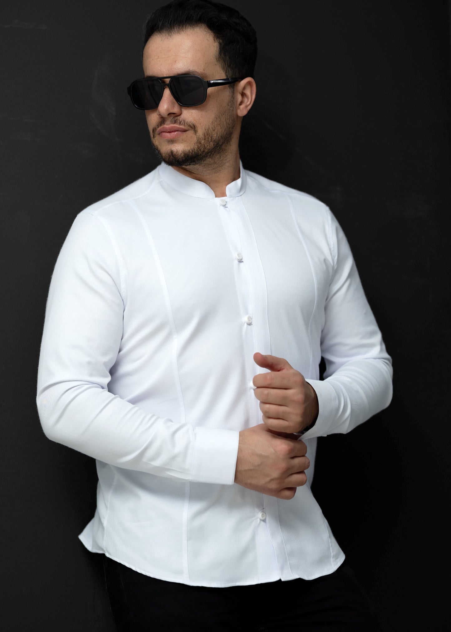 Біла строга приталена сорочка L XXL 3XL 01-220-502