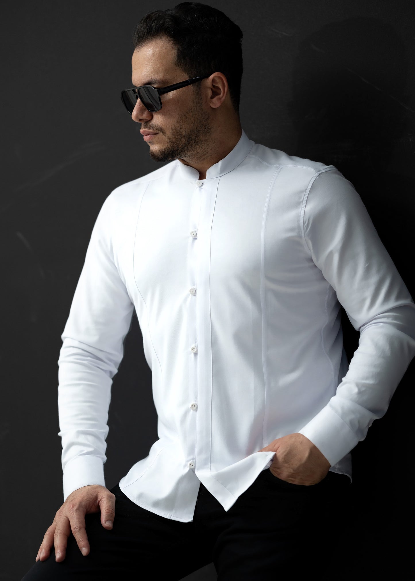 Біла строга приталена сорочка L XXL 3XL 01-220-502