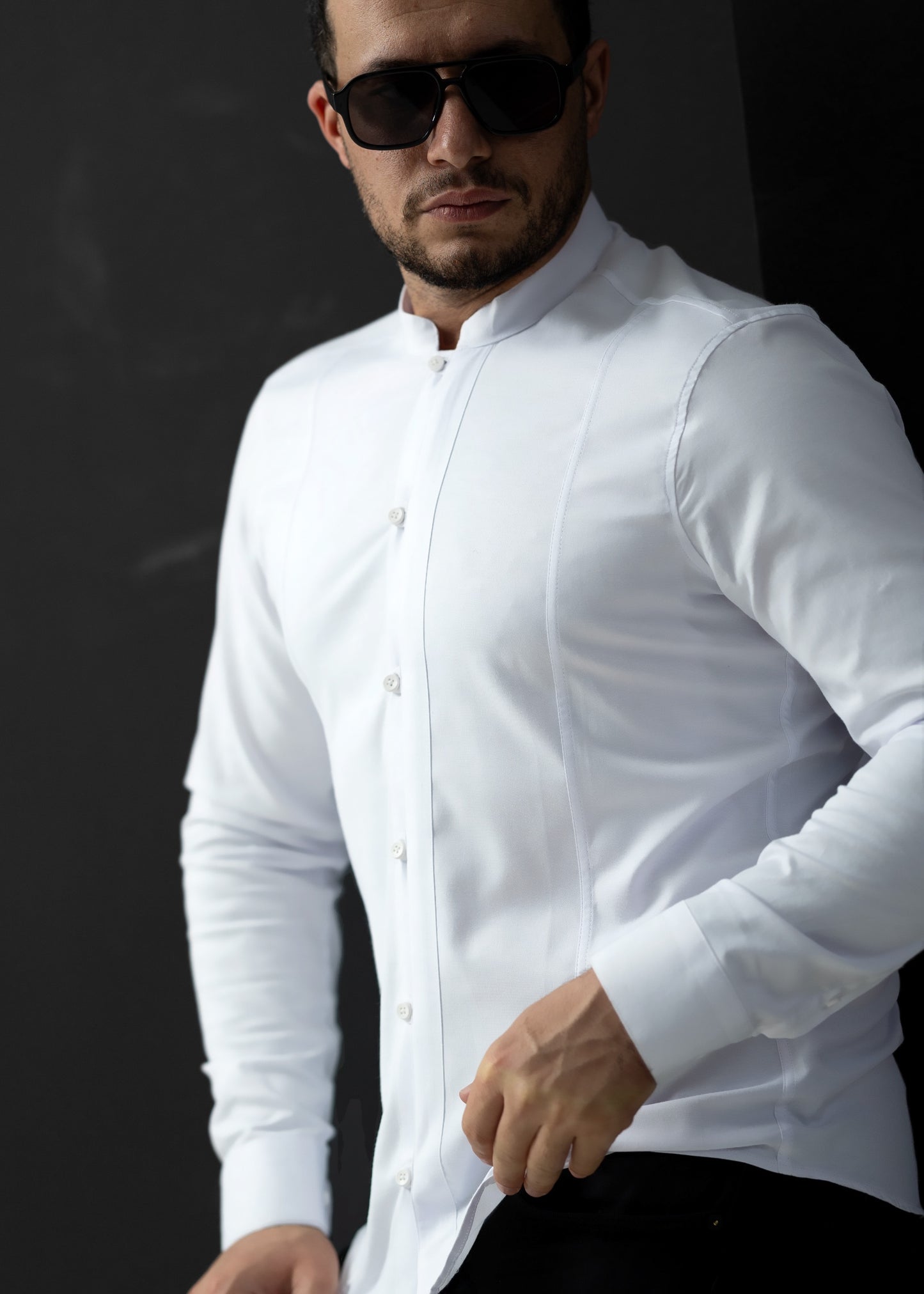 Біла строга приталена сорочка L XXL 3XL 01-220-502