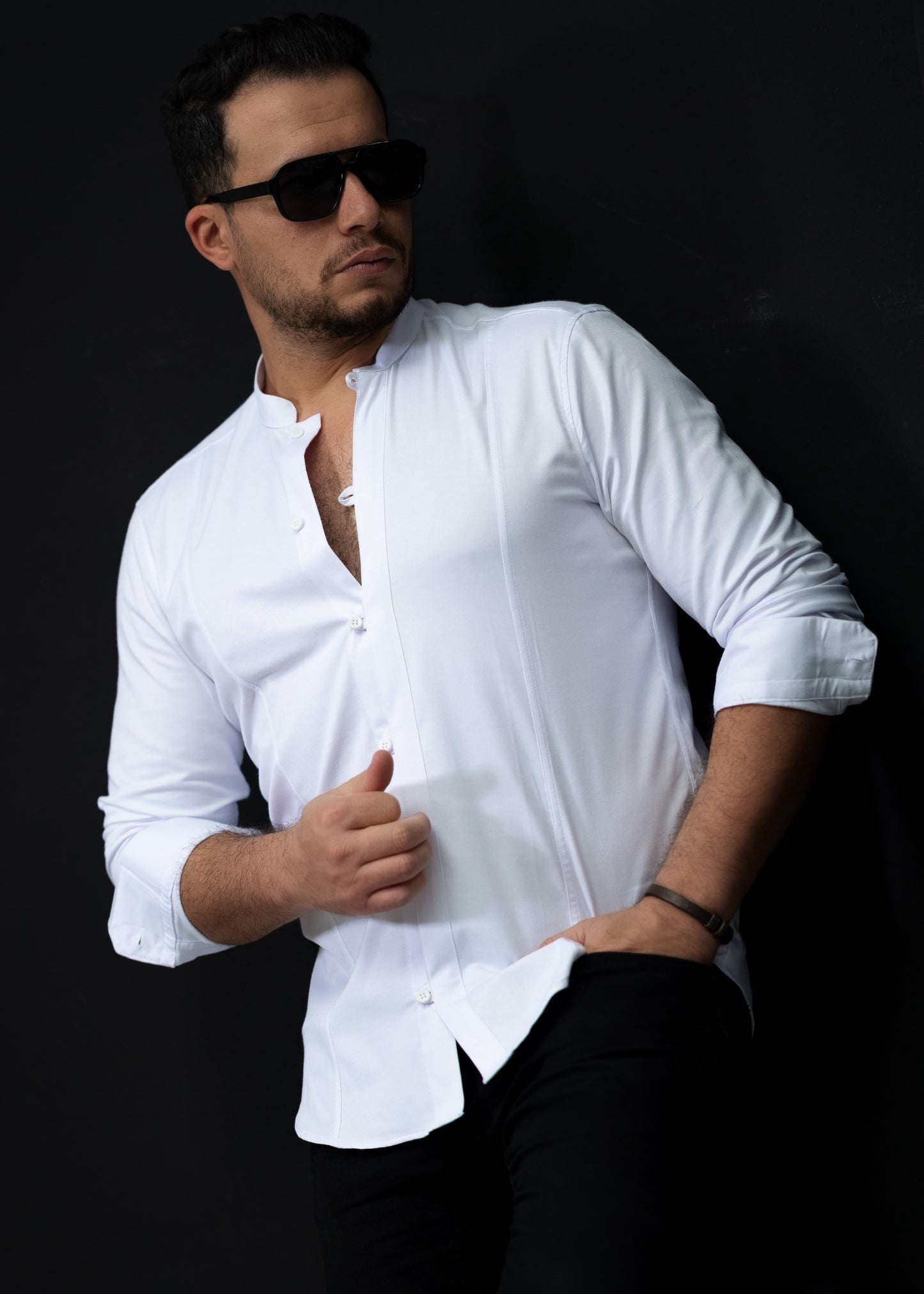 Біла строга приталена сорочка L XXL 3XL 01-220-502