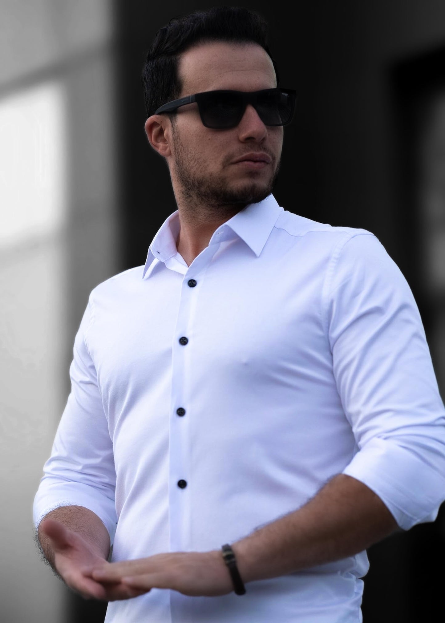 Чоловіча сорочка Біла святкова на контрастних ґудзиках L XL XXL 01-SD04-401