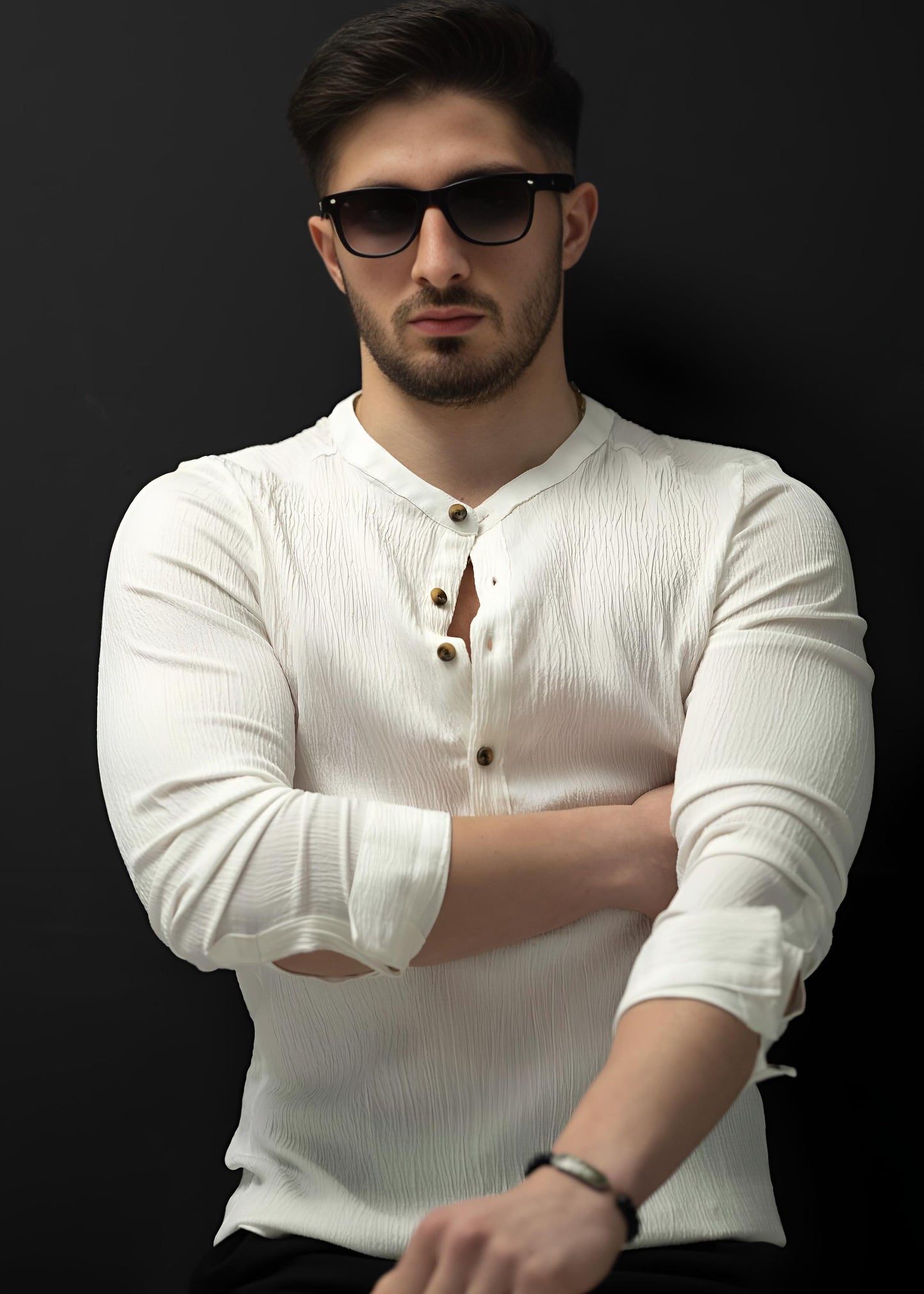 Сорочка чоловіча біла айворі L XL XXL 01-215-707