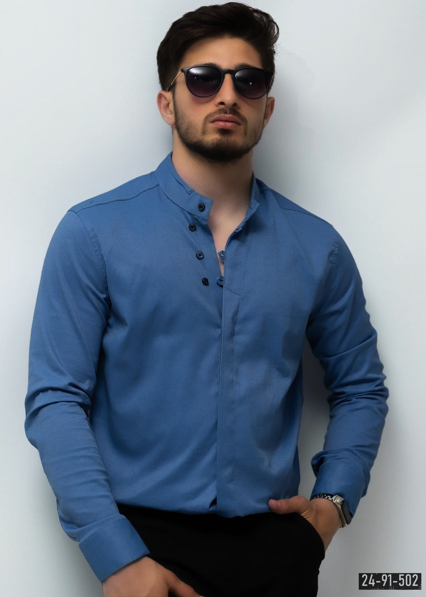 Сорочка чоловіча синя XXL 3XL 24-91-502