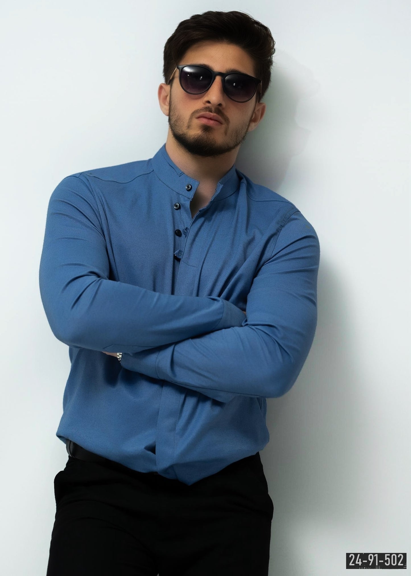 Сорочка чоловіча синя XXL 3XL 24-91-502