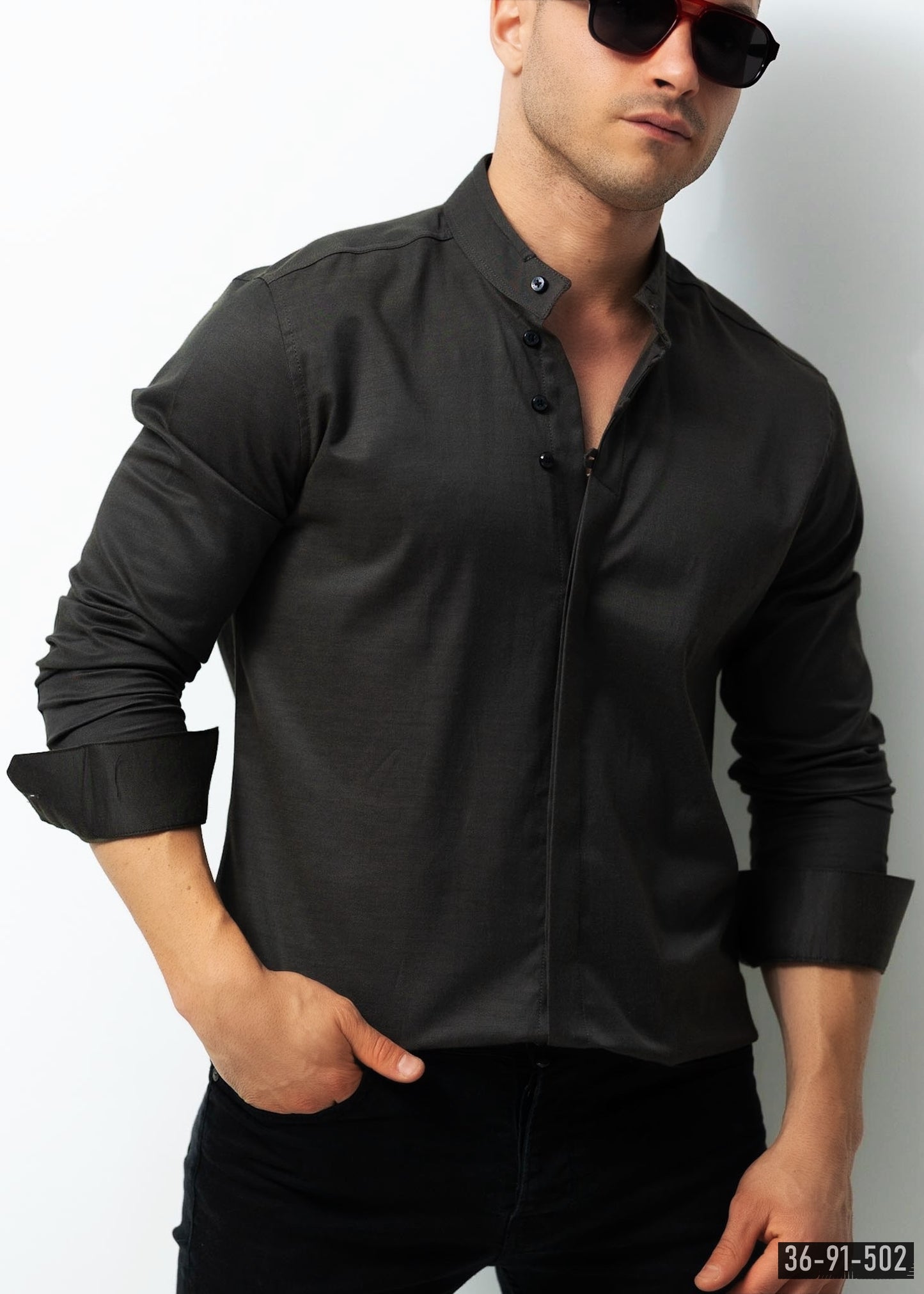 Сорочка чоловіча чорна M L XL XXL 3XL 36-91-502