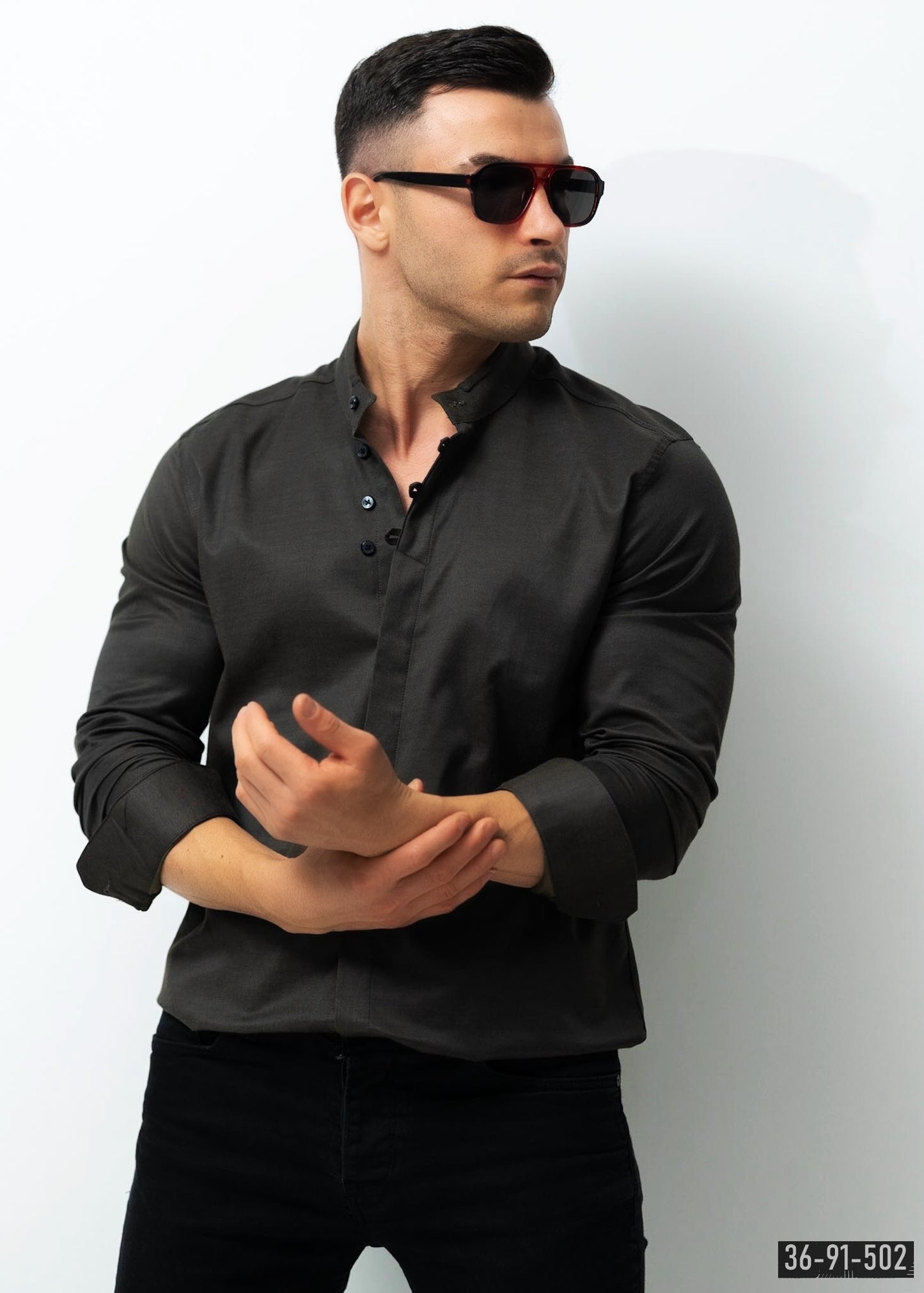 Сорочка чоловіча чорна M L XL XXL 3XL 36-91-502