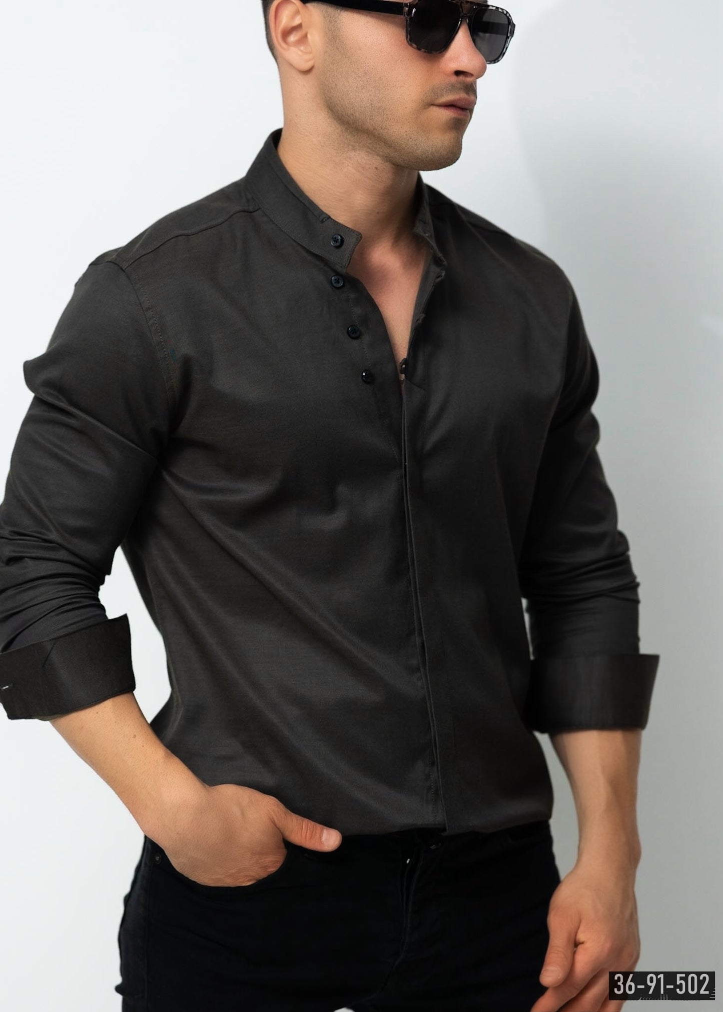 Сорочка чоловіча чорна M L XL XXL 3XL 36-91-502