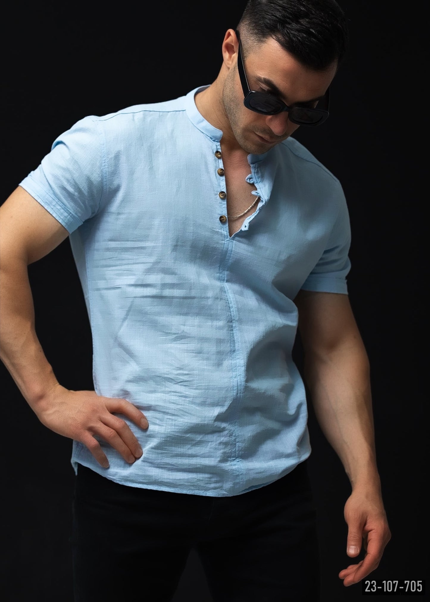 Сорочка чоловіча з коротким рукавом M L XL XXL 23-107-507