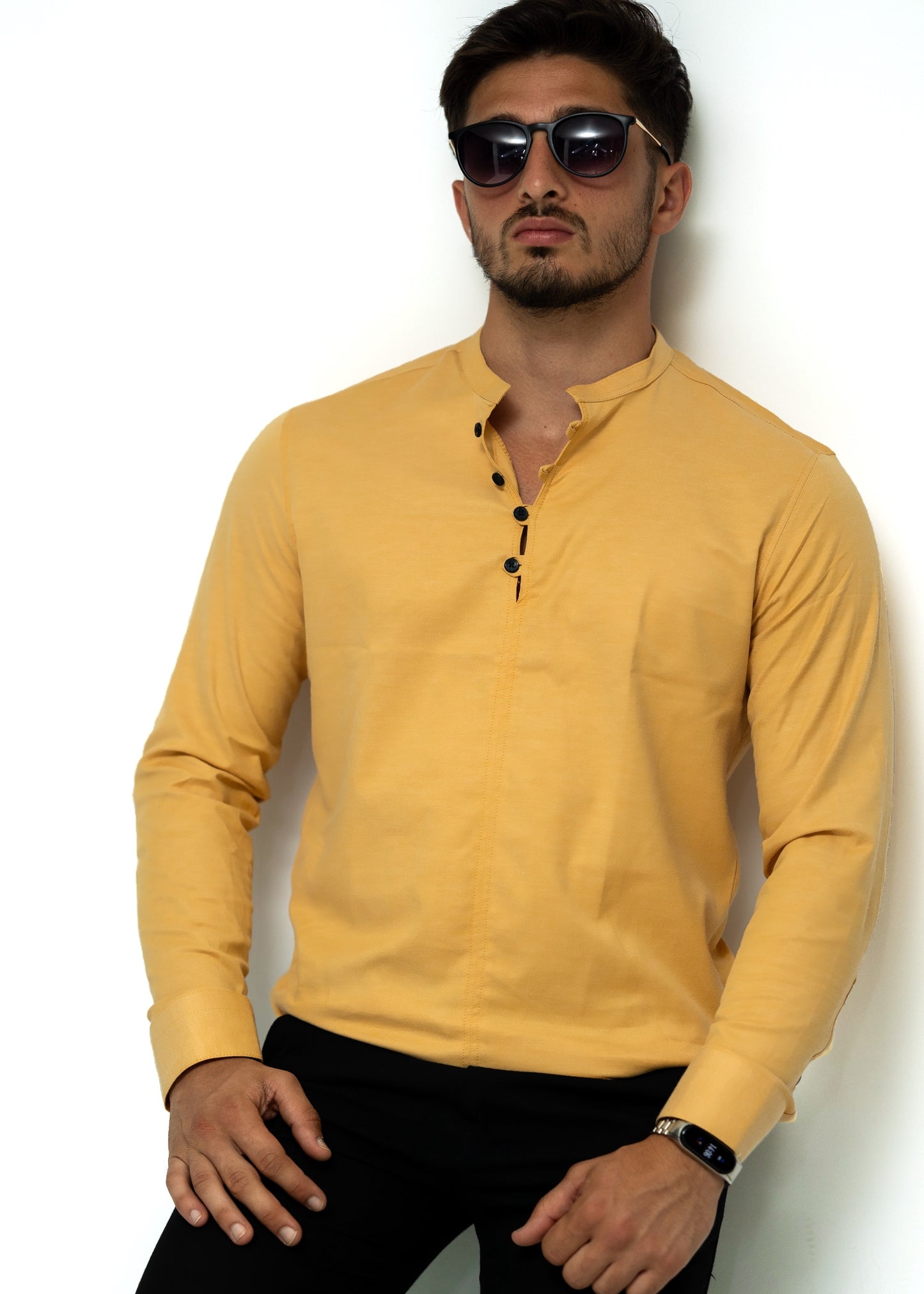 Сорочка чоловіча стійка бежева L XXL 3XL 06-109-502