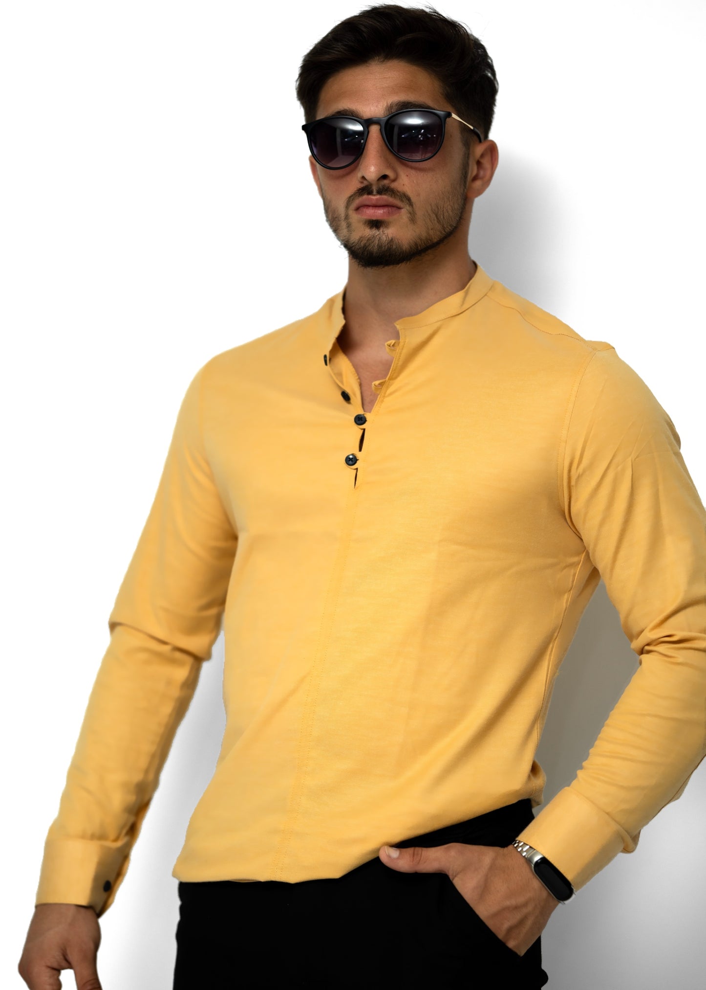 Сорочка чоловіча стійка бежева L XXL 3XL 06-109-502