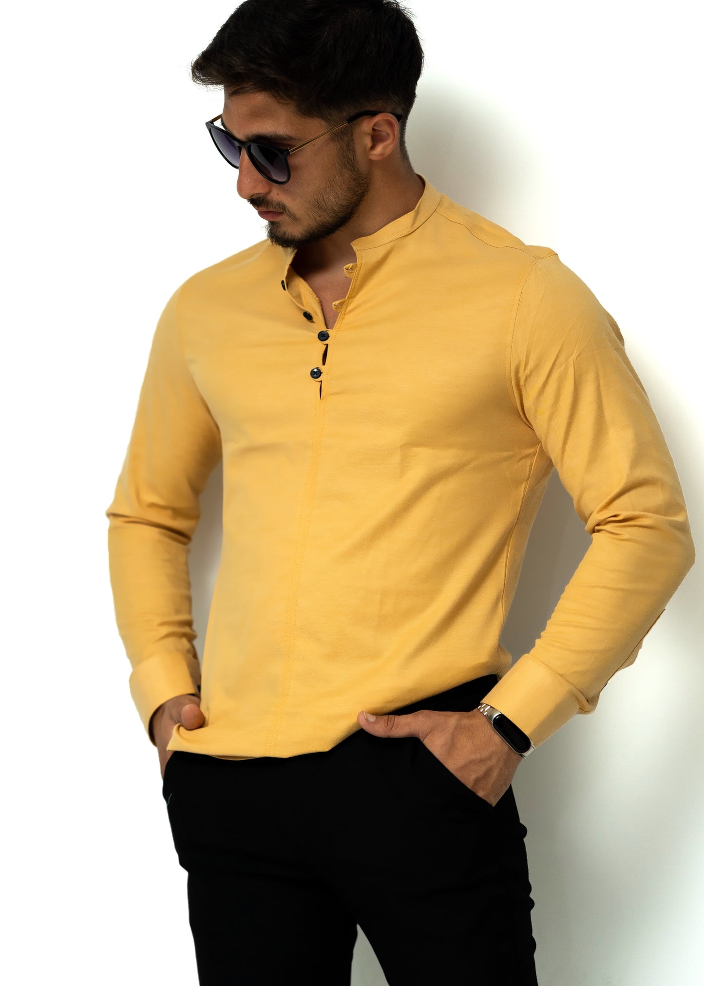 Сорочка чоловіча стійка бежева L XXL 3XL 06-109-502