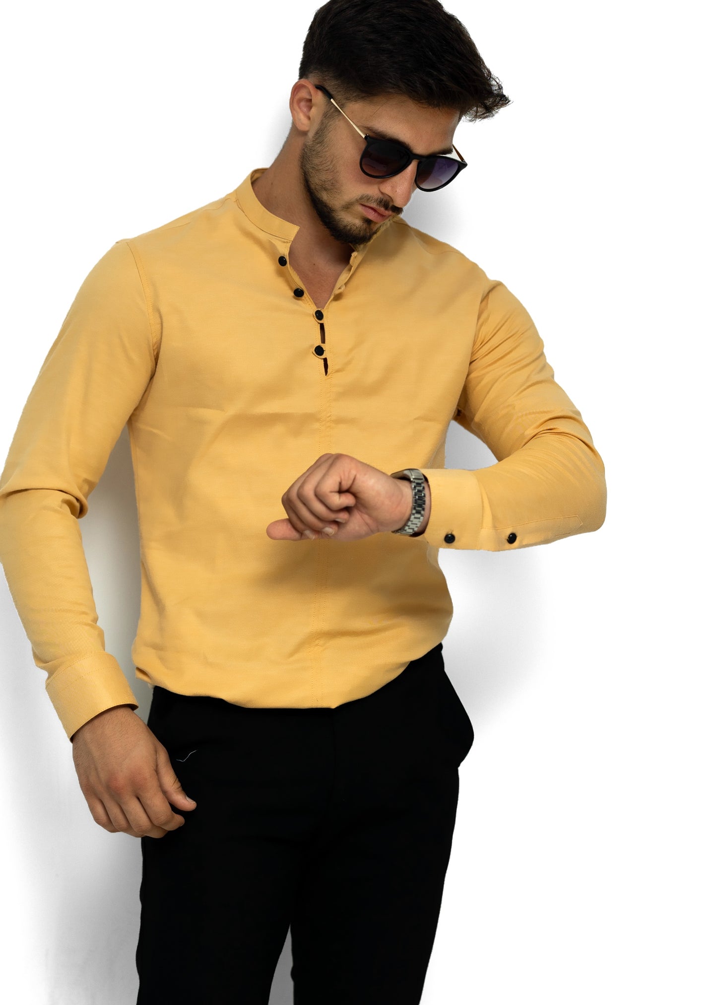 Сорочка чоловіча стійка бежева L XXL 3XL 06-109-502