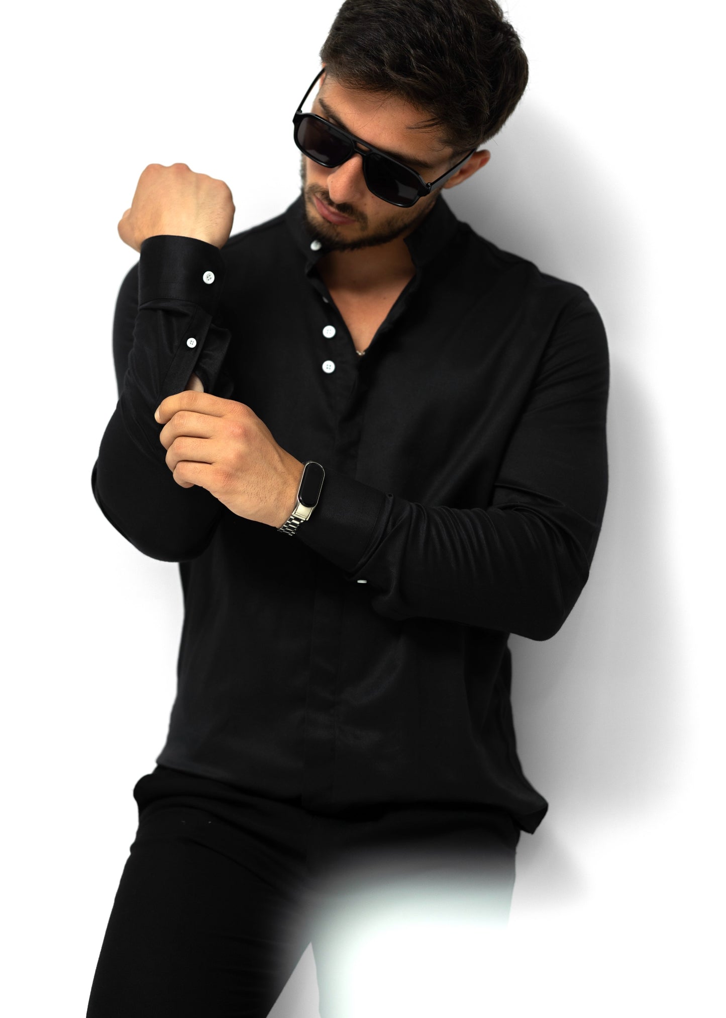 Сорочка чоловіча чорна M L XXL 80-91-5021