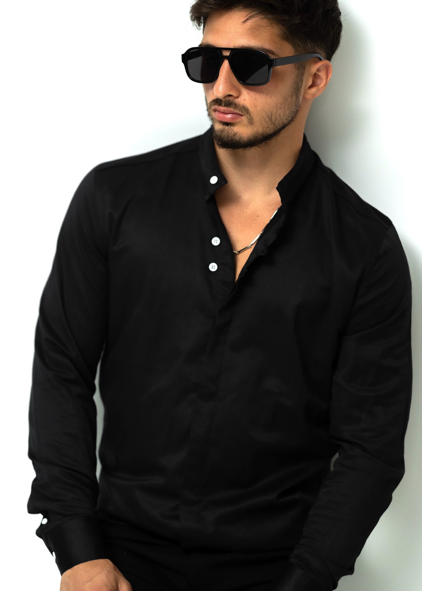 Сорочка чоловіча чорна M L XXL 80-91-5021