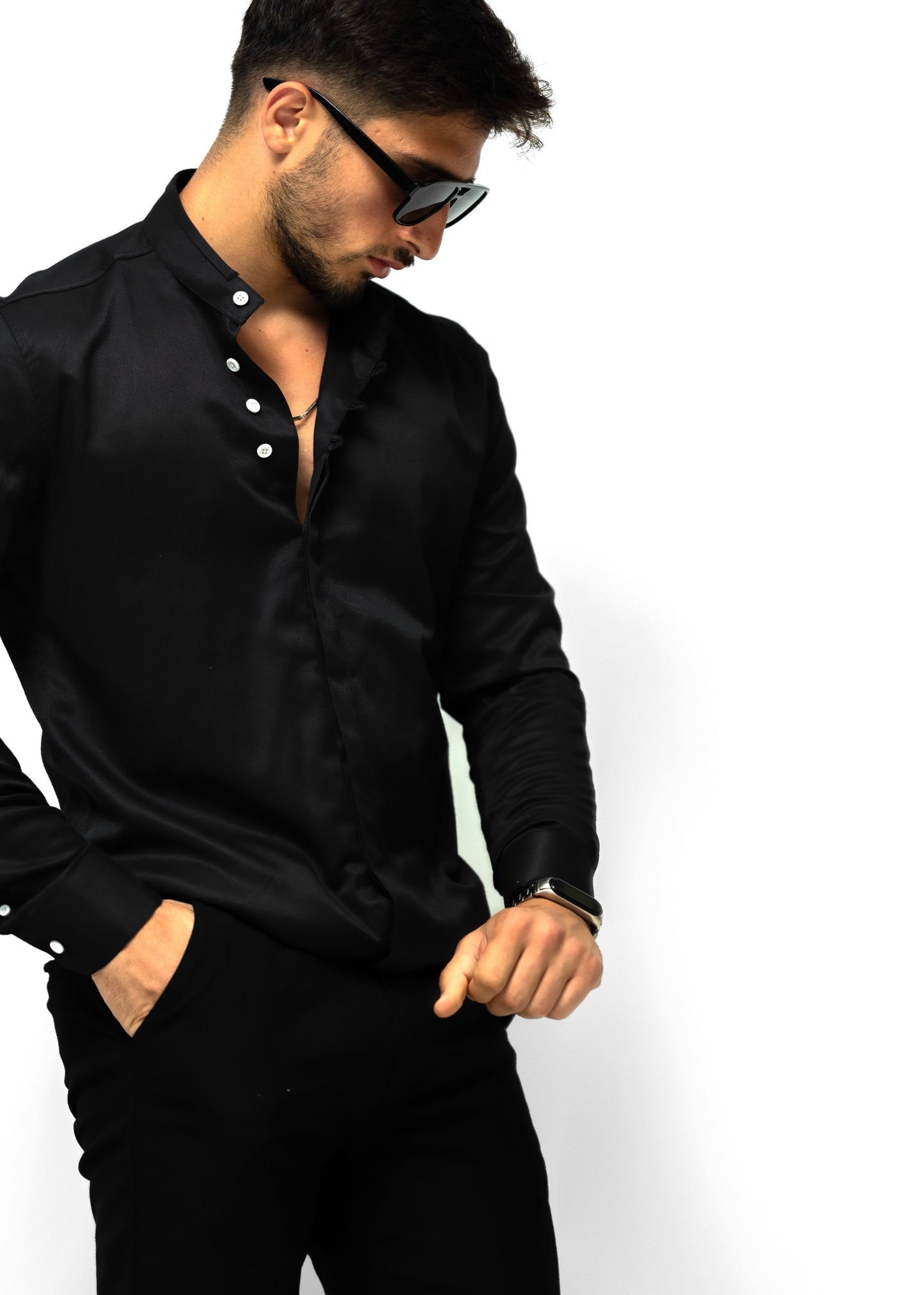 Сорочка чоловіча чорна M L XXL 80-91-5021