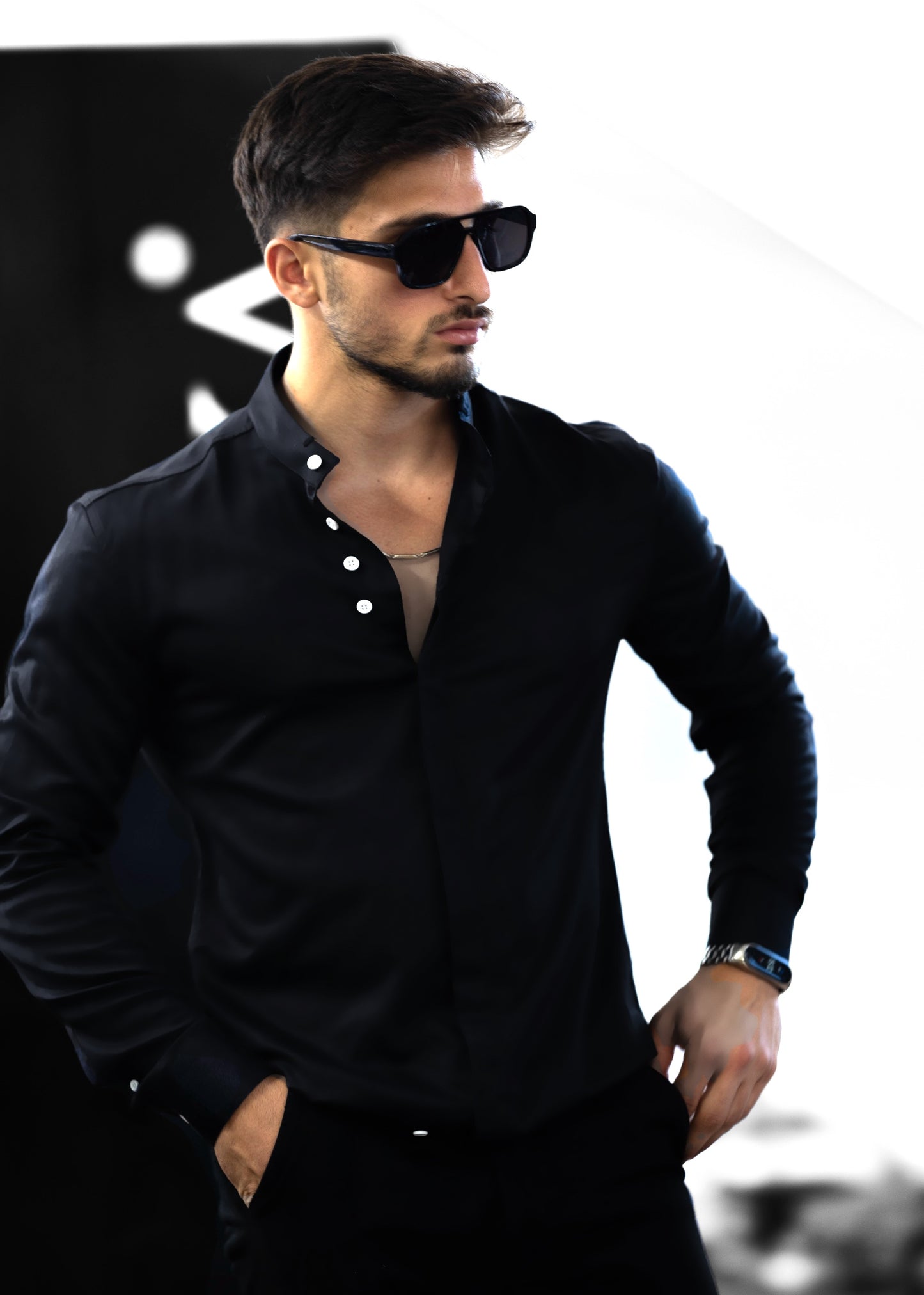 Сорочка чоловіча чорна M L XXL 80-91-5021
