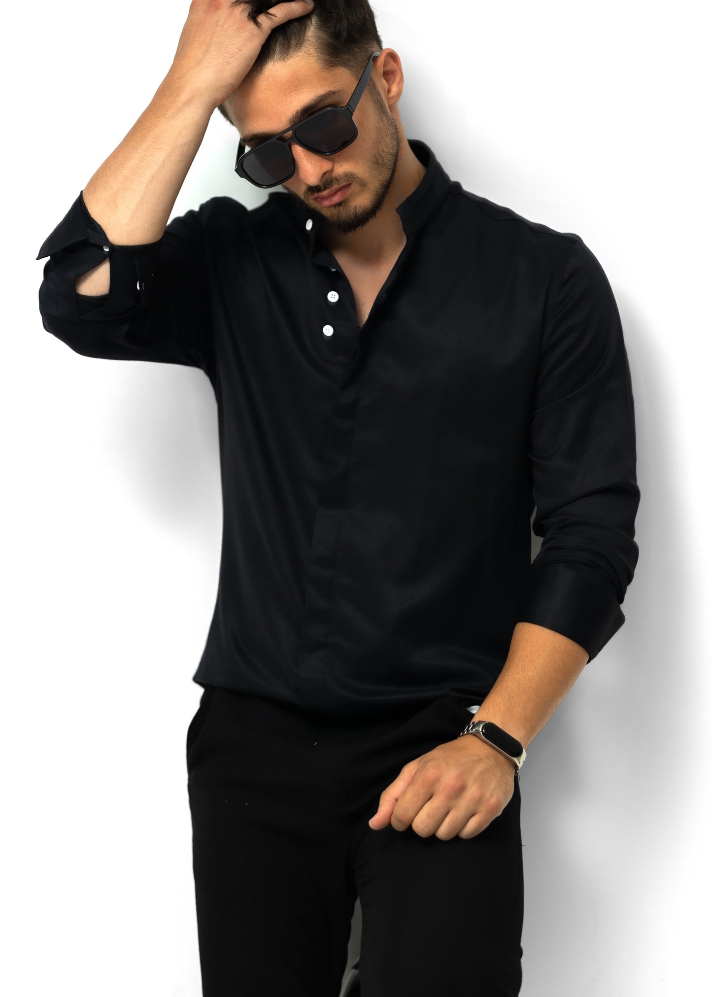 Сорочка чоловіча чорна M L XXL 80-91-5021