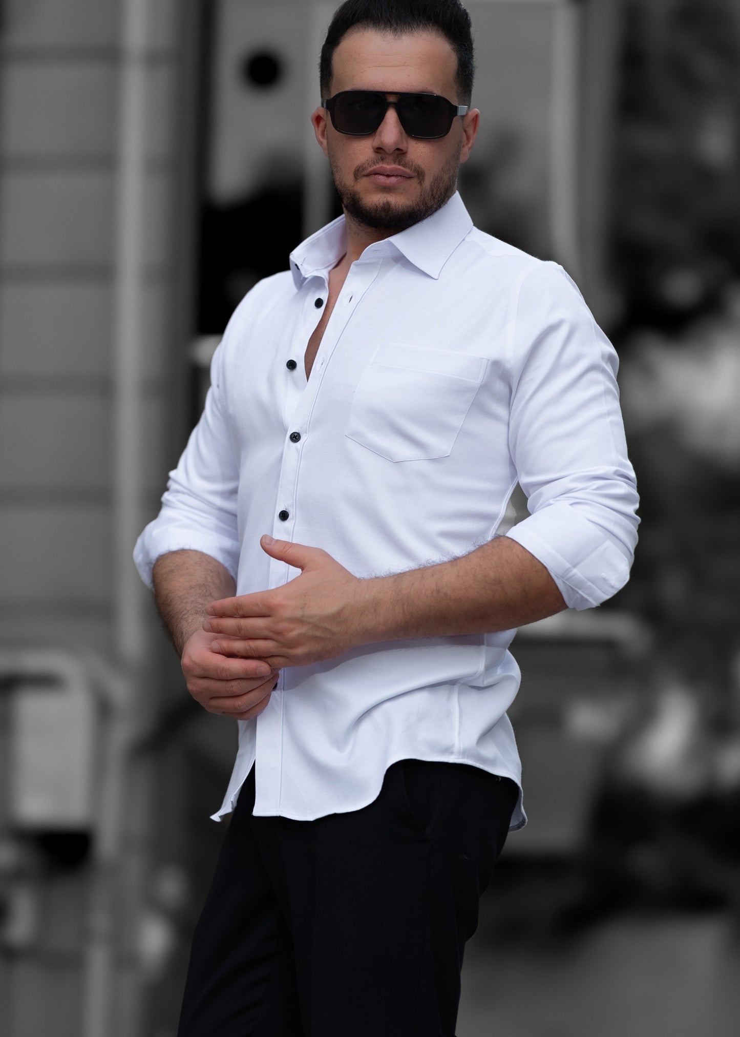 Сорочка Чоловіча біла з кишенею Модна XXL 01-71-502