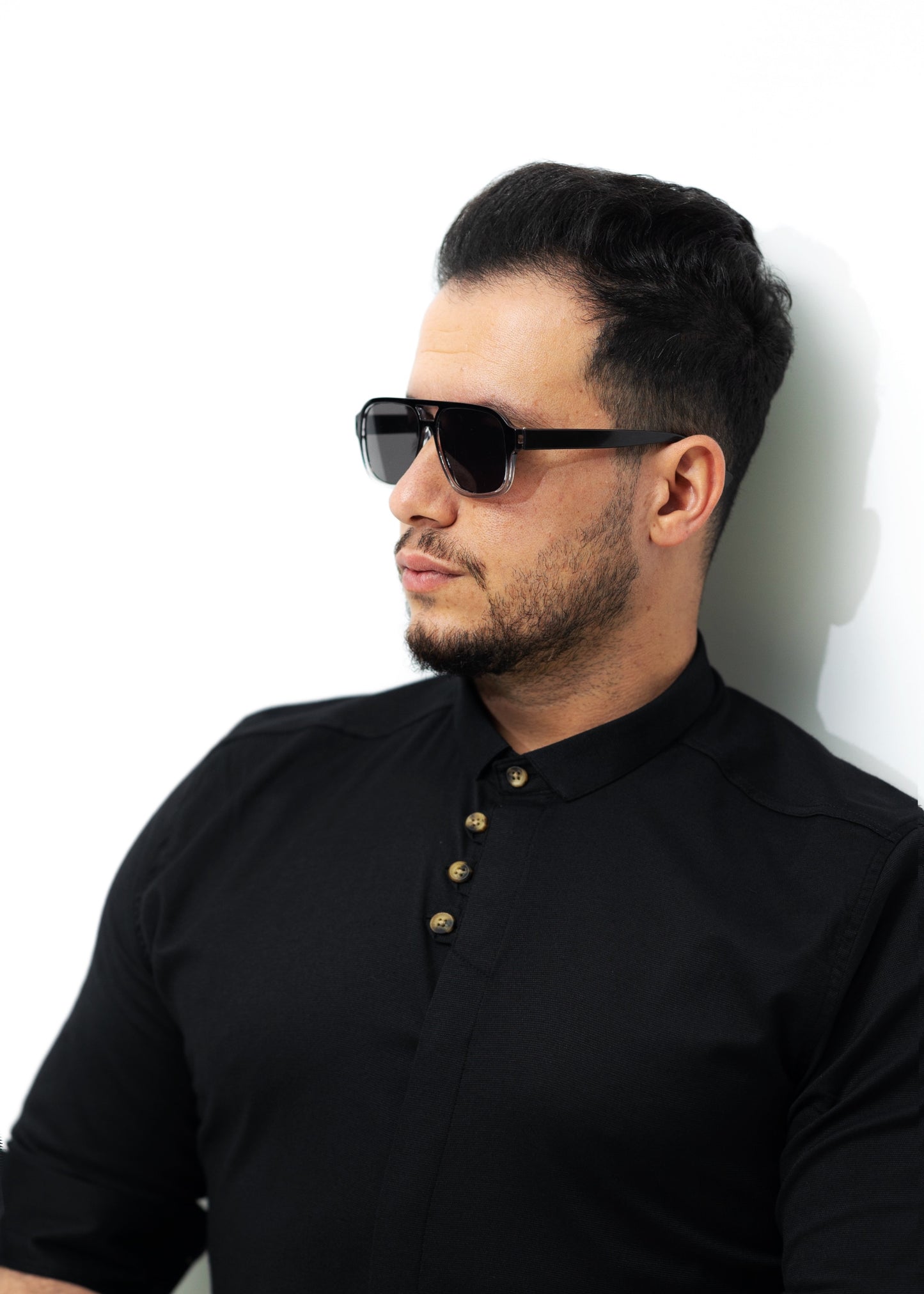 Сорочка Чоловіча чорна класична на ґудзиках L XL 3XL 80-89-602