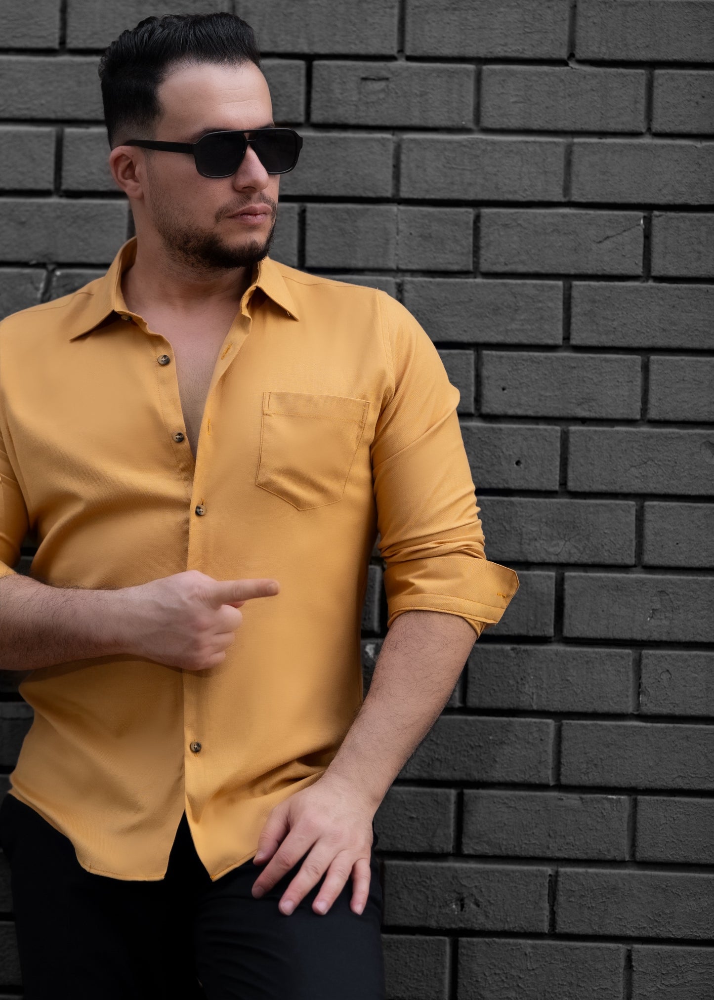 Сорочка чоловіча бавовняна бежева з кишенею M L XXL 3XL 08-73-601