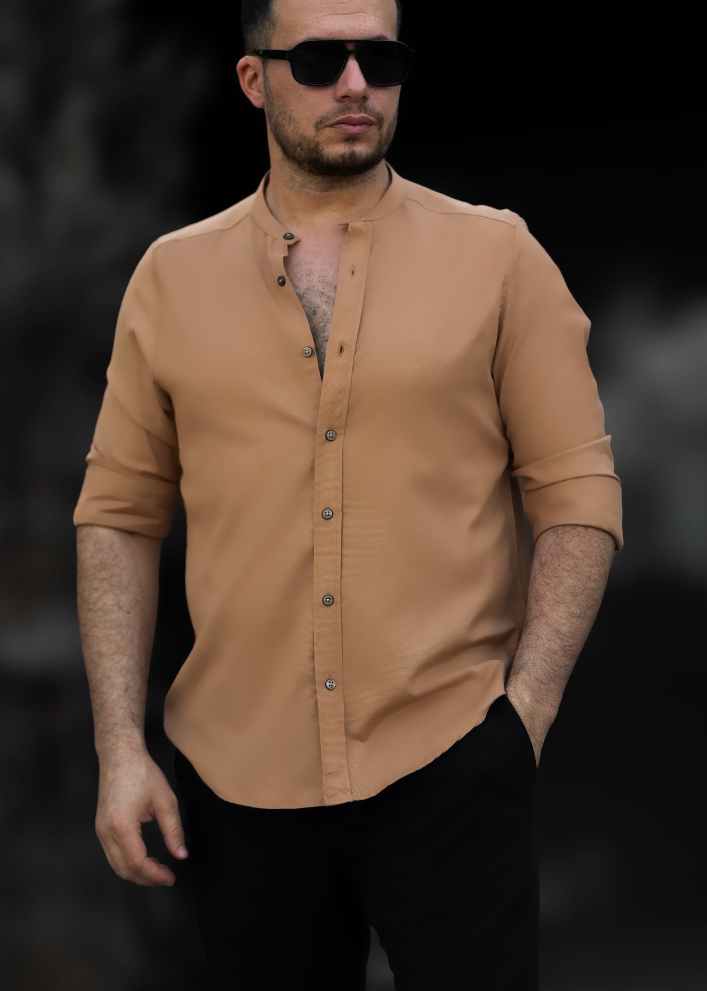 Сорочка чоловіча бавовняна бежева XXL 3XL 08-210-602