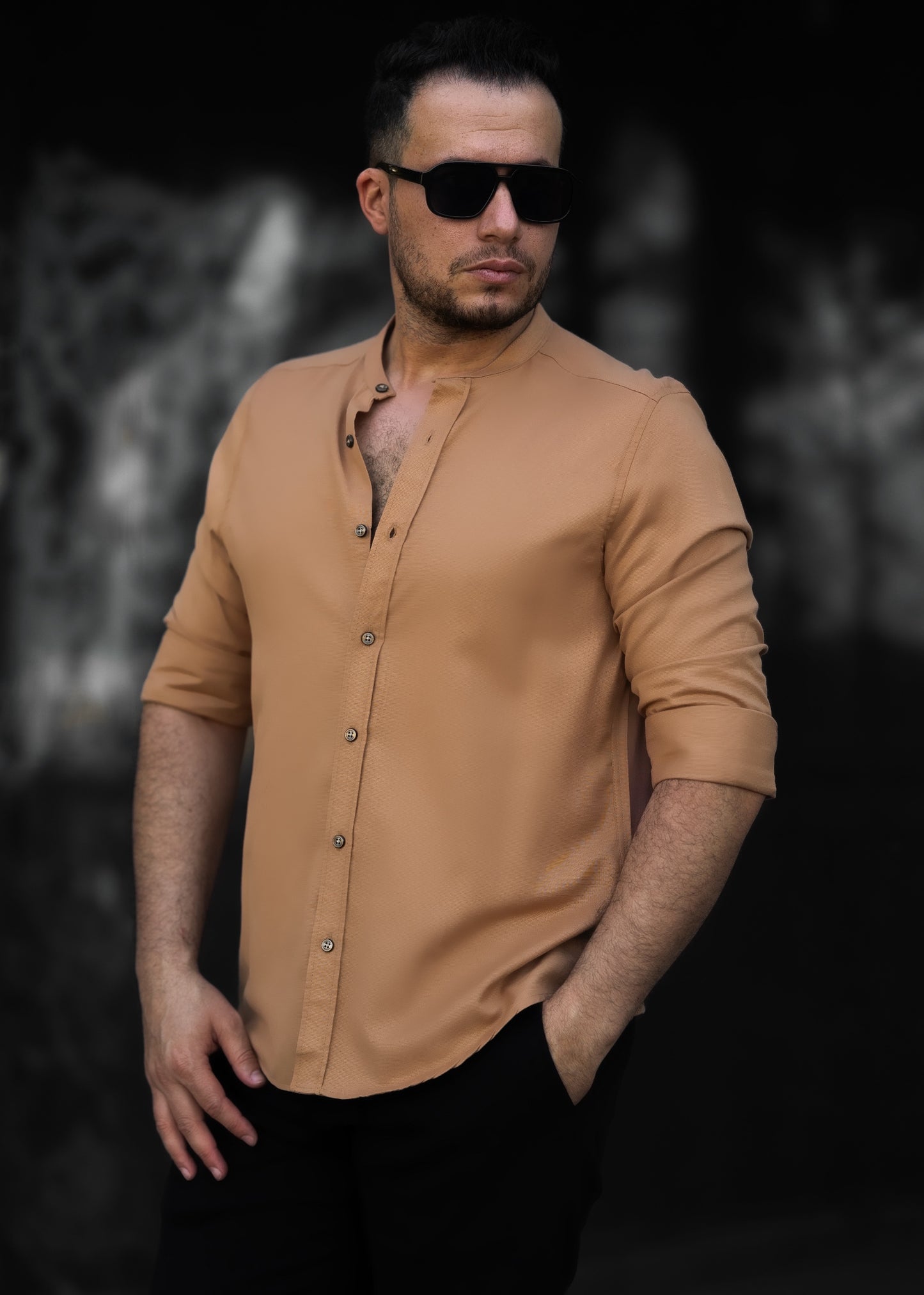 Сорочка чоловіча бавовняна бежева XXL 3XL 08-210-602