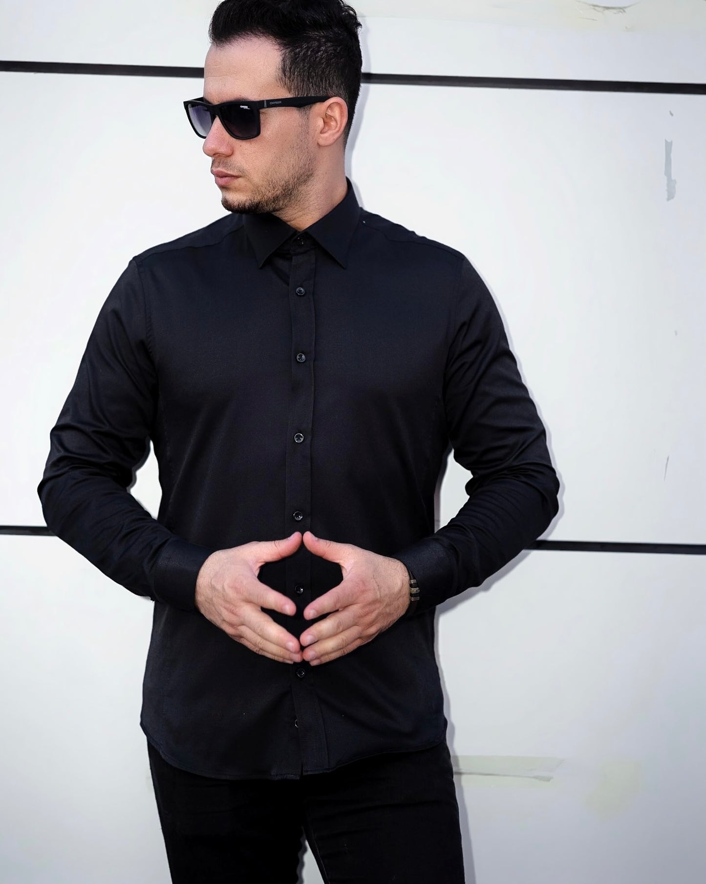 Чоловіча сорочка Чорна приталена класична L XL XXL 80-27-401