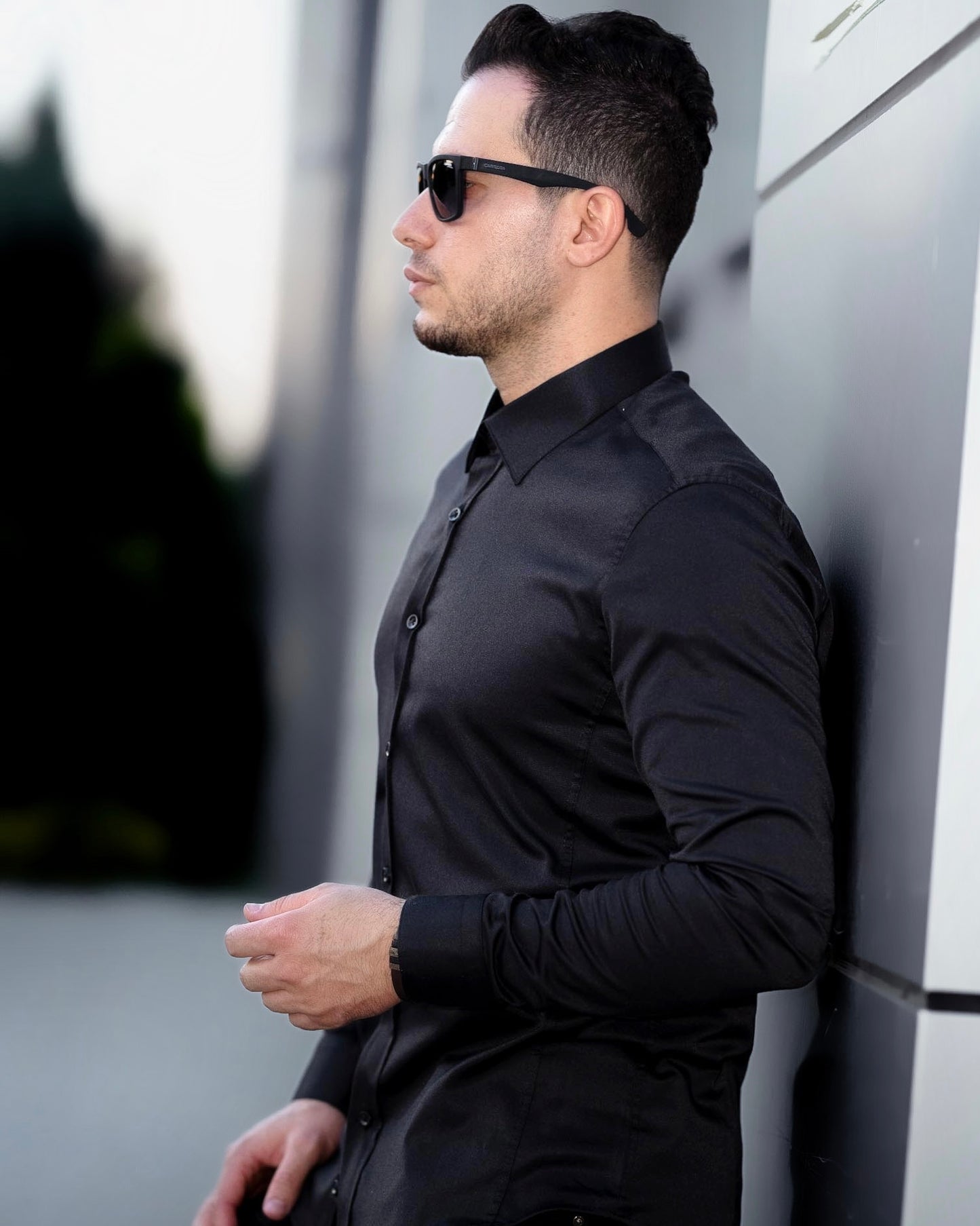 Чоловіча сорочка Чорна приталена класична L XL XXL 80-27-401