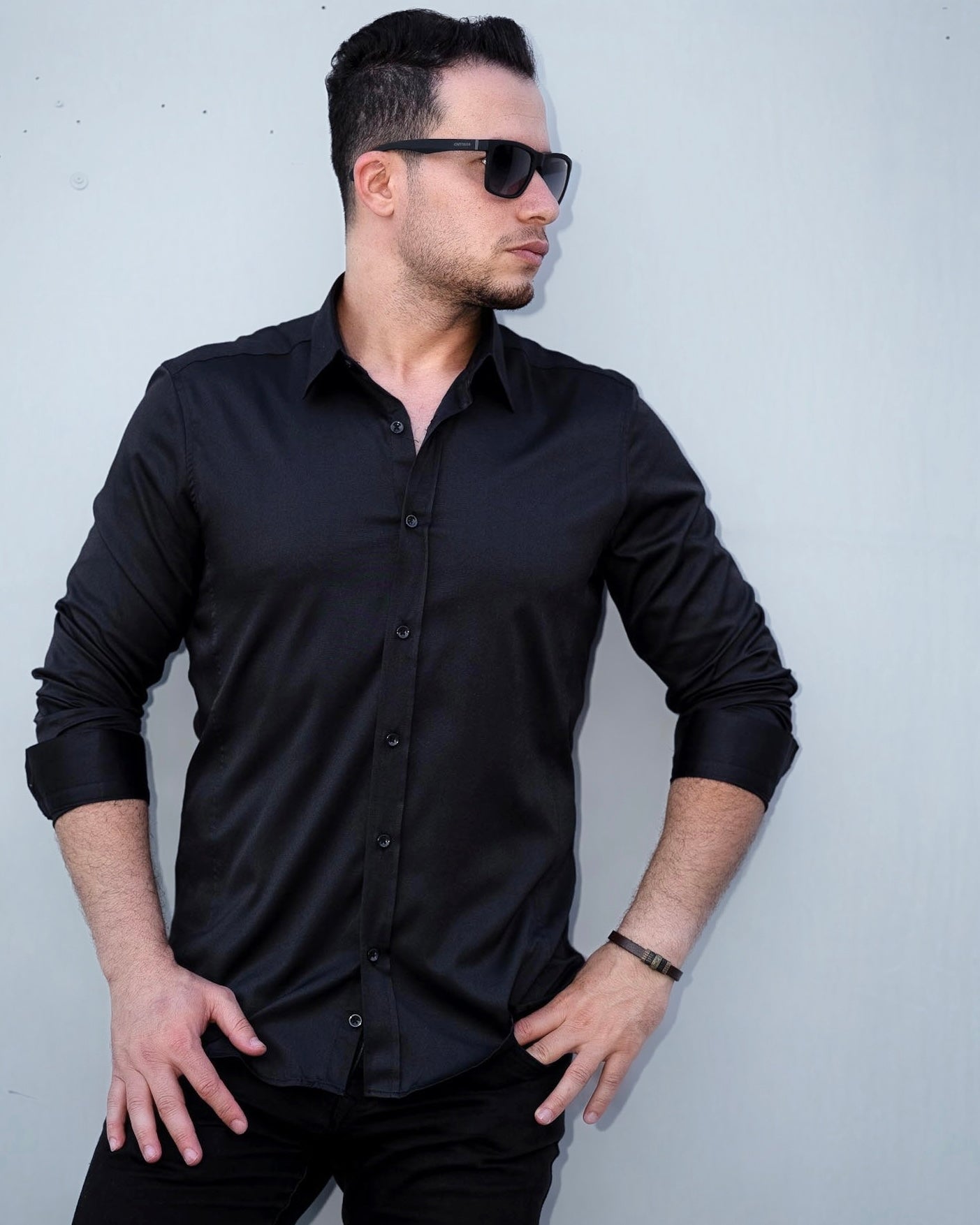 Чоловіча сорочка Чорна приталена класична L XL XXL 80-27-401