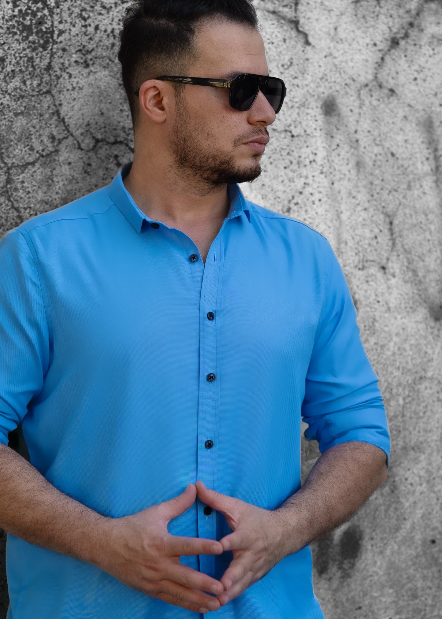 Сорочка чоловіча блакитна бавовняна M XXL 3XL 24-211-602