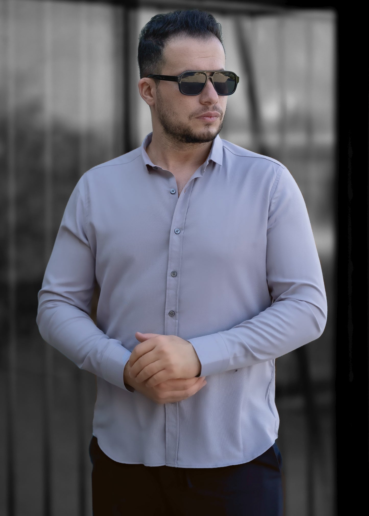 Чоловіча сорочка сіра бавовняна M L XXL 3XL 49-211-602