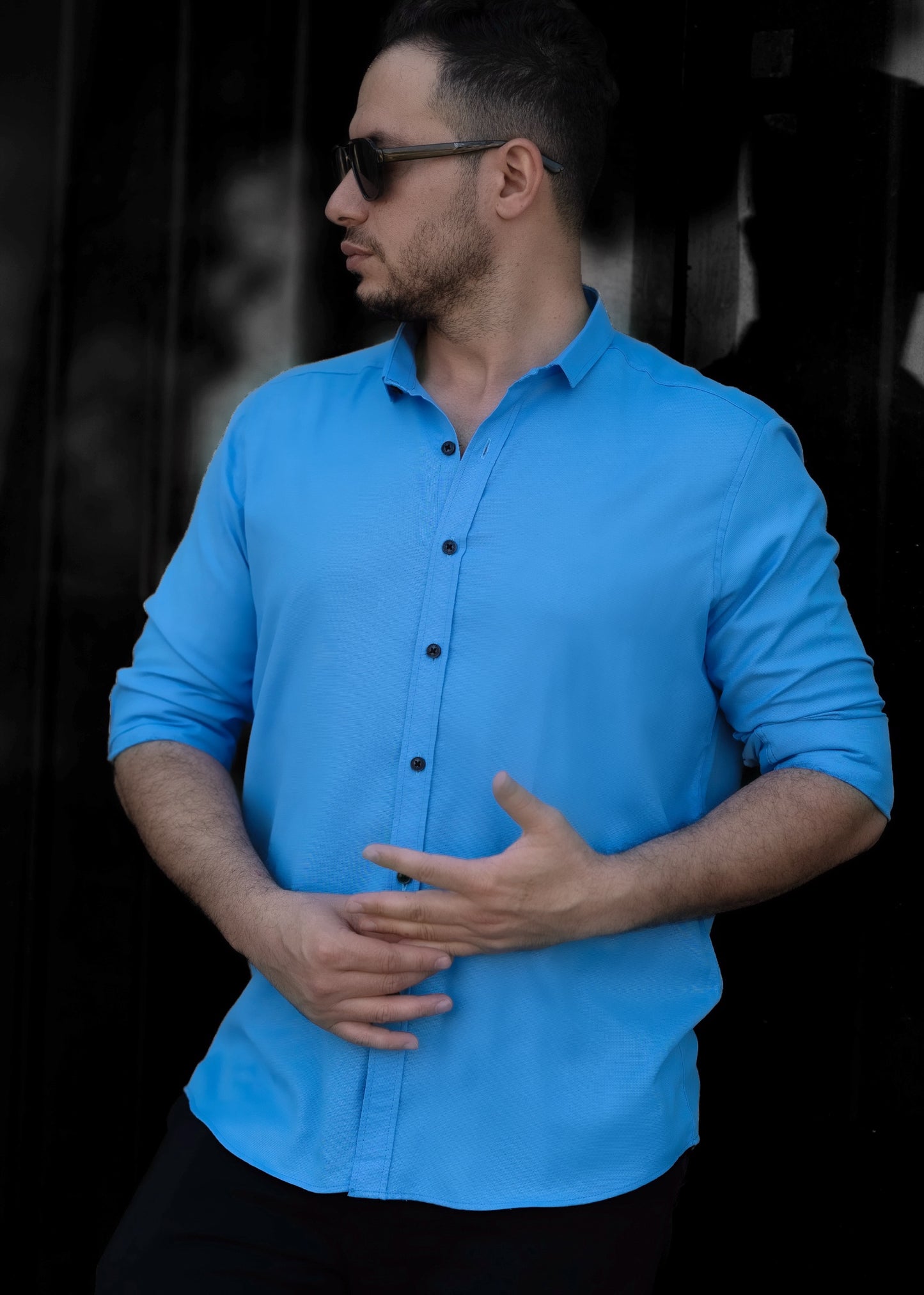 Сорочка чоловіча блакитна бавовняна M XXL 3XL 24-211-602