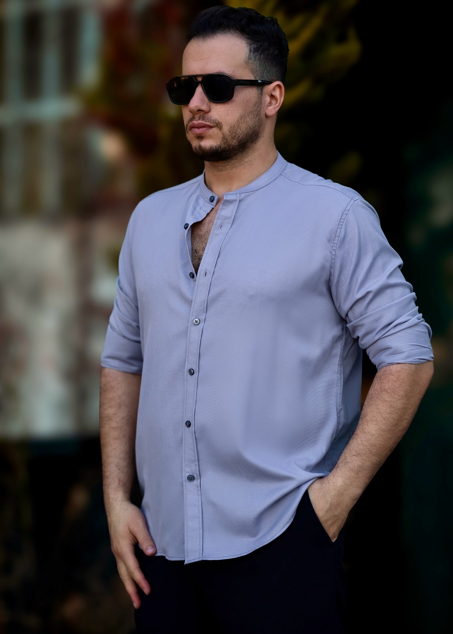 Сорочка чоловіча бавовняна Сіра класична приталена XXL 3XL 49-210-602