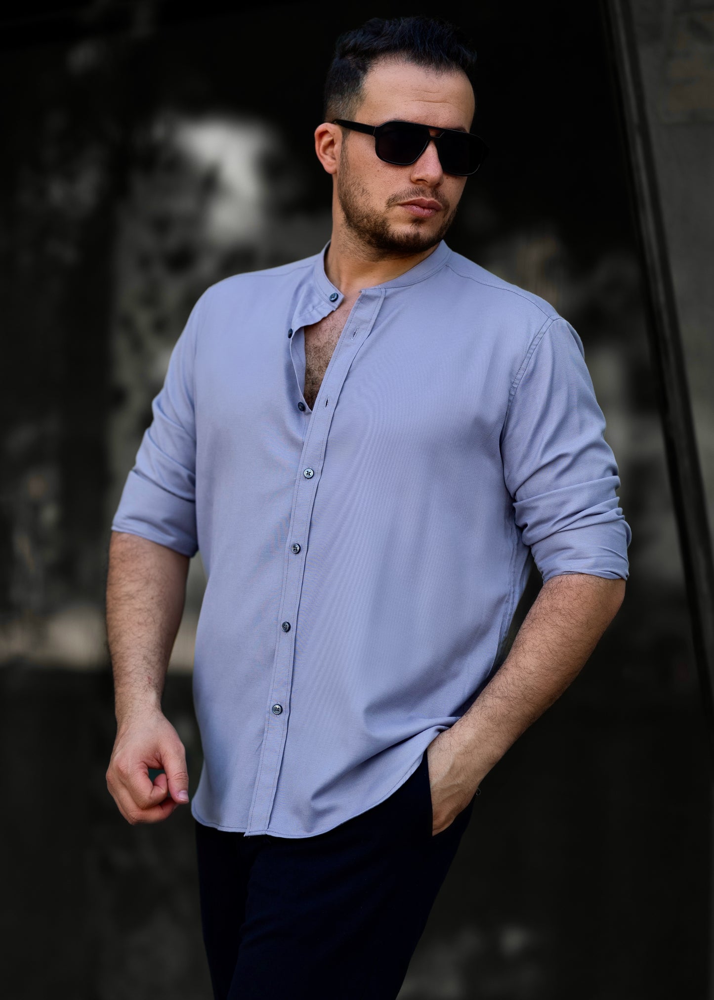 Сорочка чоловіча бавовняна Сіра класична приталена XXL 3XL 49-210-602
