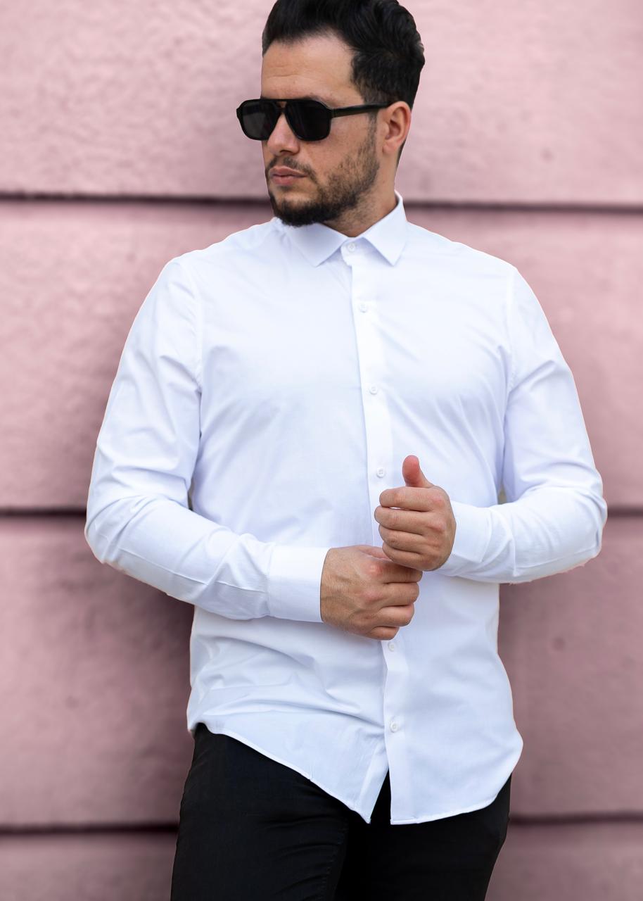 Чоловіча сорочка біла ділова Slim Fit з класична M L XL XXL 3XL 01-BD04-401