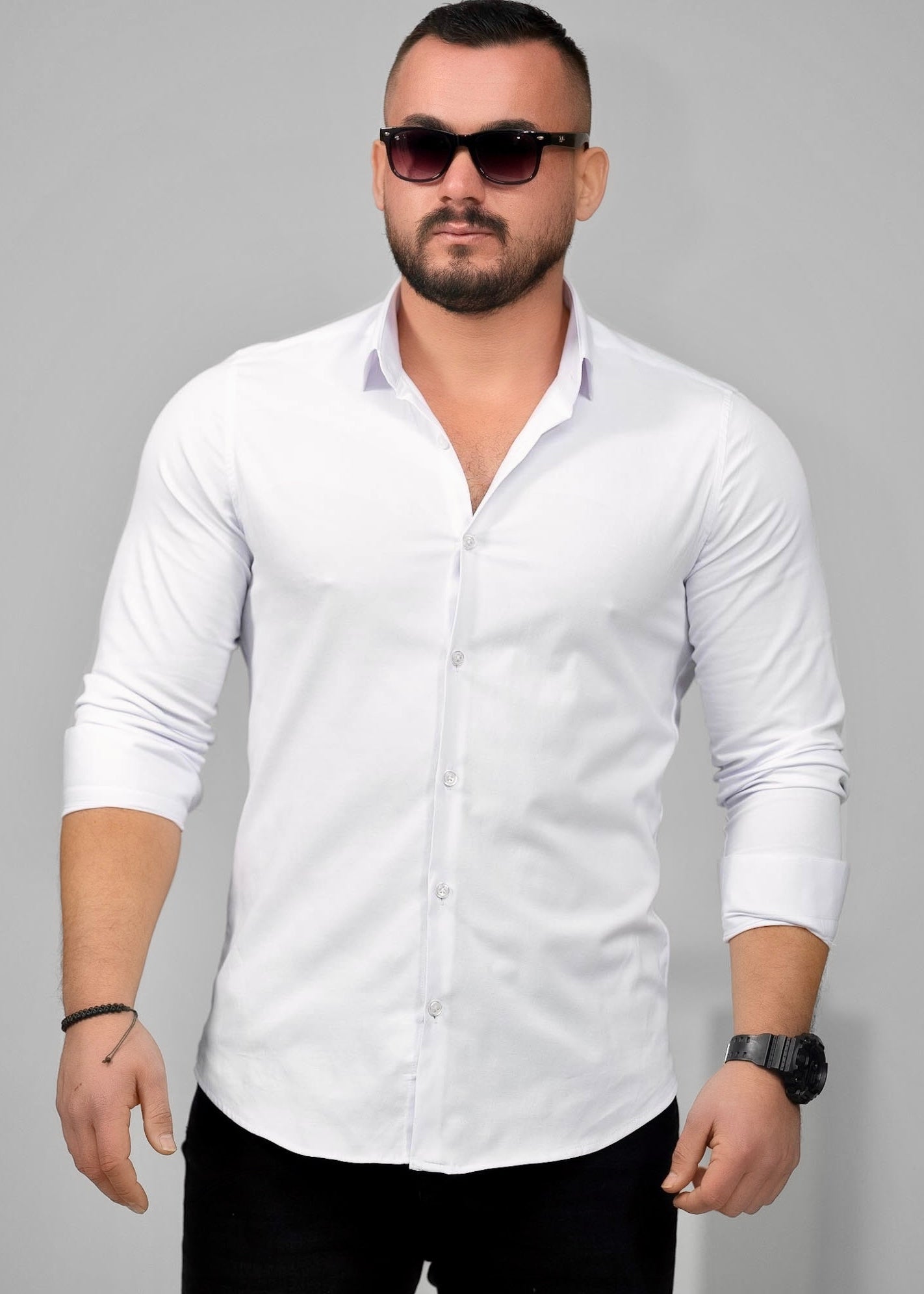 Чоловіча сорочка біла ділова Slim Fit з класична M L XL XXL 3XL 01-BD04-401