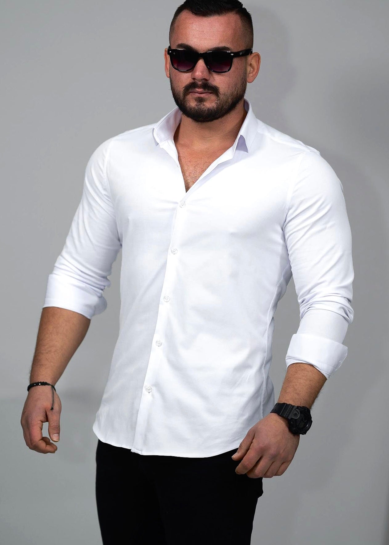 Чоловіча сорочка біла ділова Slim Fit з класична M L XL XXL 3XL 01-BD04-401