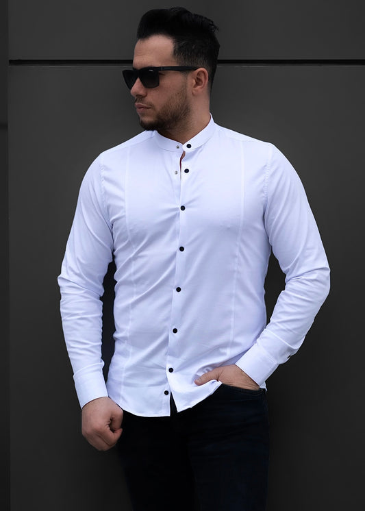 Біла сорочка приталена на кнопках із модними виточками S  L XXL 3XL 01-03-4012
