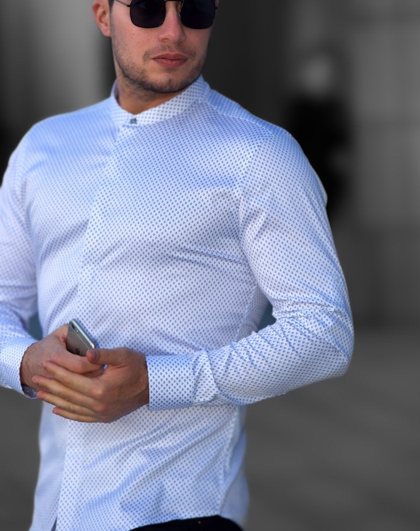 Сорочка з модним малюнком та дизайнерською металевою кнопкою на комірі M L XL XXL 01-51-809
