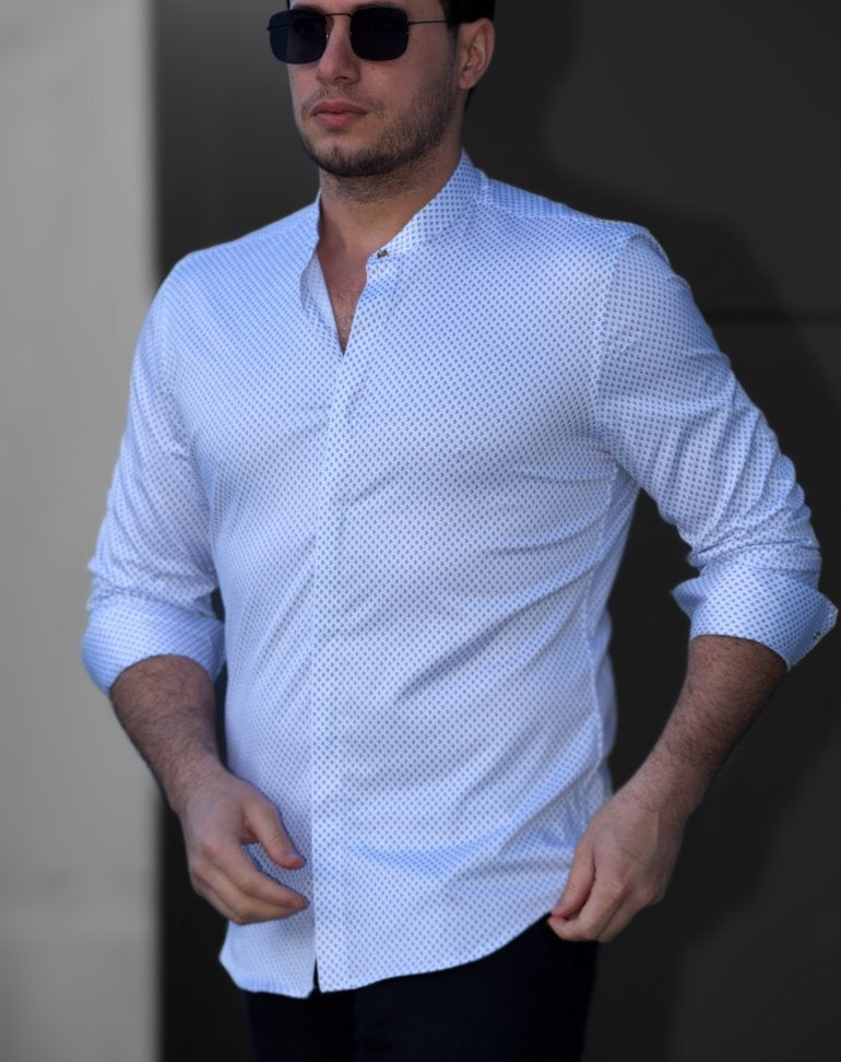 Сорочка з модним малюнком та дизайнерською металевою кнопкою на комірі M L XL XXL 01-51-809