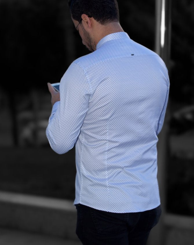 Сорочка з модним малюнком та дизайнерською металевою кнопкою на комірі M L XL XXL 01-51-809