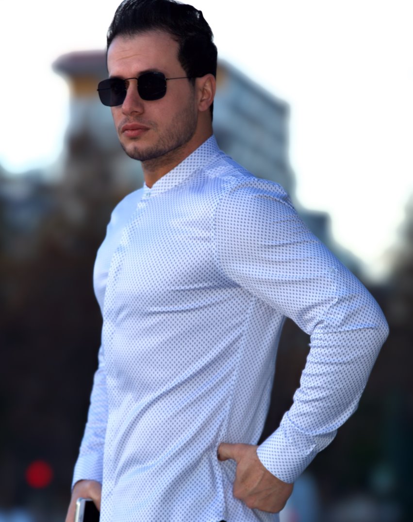 Сорочка з модним малюнком та дизайнерською металевою кнопкою на комірі M L XL XXL 01-51-809