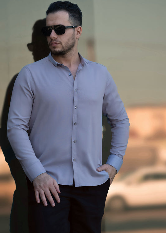 Чоловіча сорочка сіра бавовняна M L XXL 3XL 49-211-602