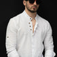 Лляна сорочка чоловіча білого кольору S M L XL XXL  01-91-705