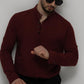 Лляна сорочка чоловіча кольору бордо S M L XL XXL 44-91-705