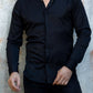 Чорна приталена сорочка без коміра на кнопках  L XL XXL 3XL 80-003-401