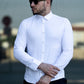 Біла сорочка на дизайнерських кнопках M L XL XXL  01-24-401