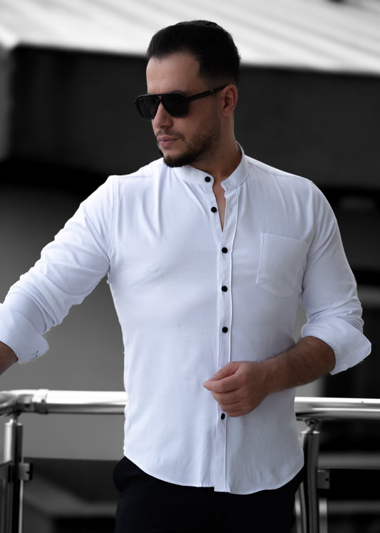 Модна біла сорочка чоловіча з кишенею L  XXL 3XL 01-72-502