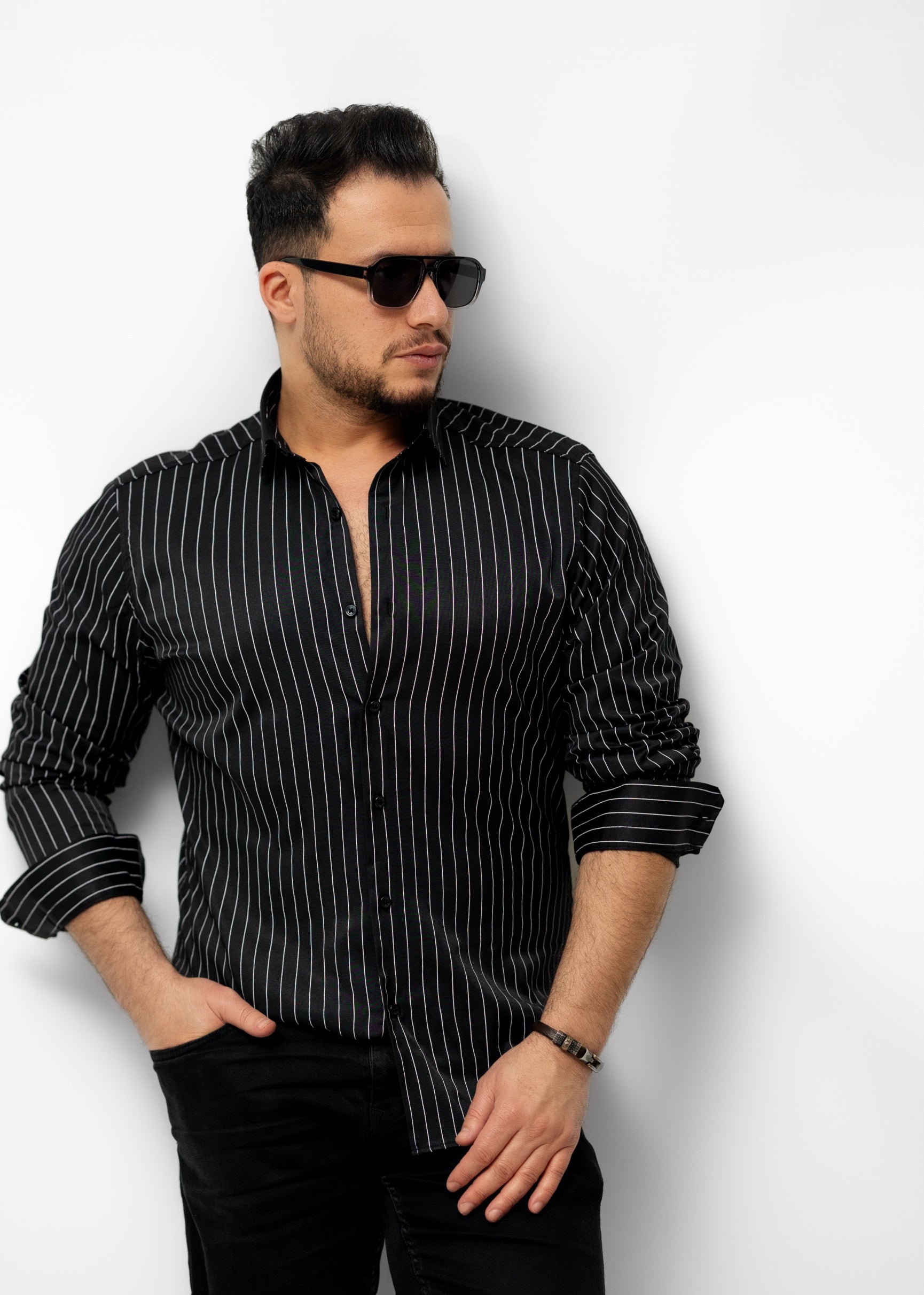 Чоловіча Сорочка чорна молодіжна M 80-34-302