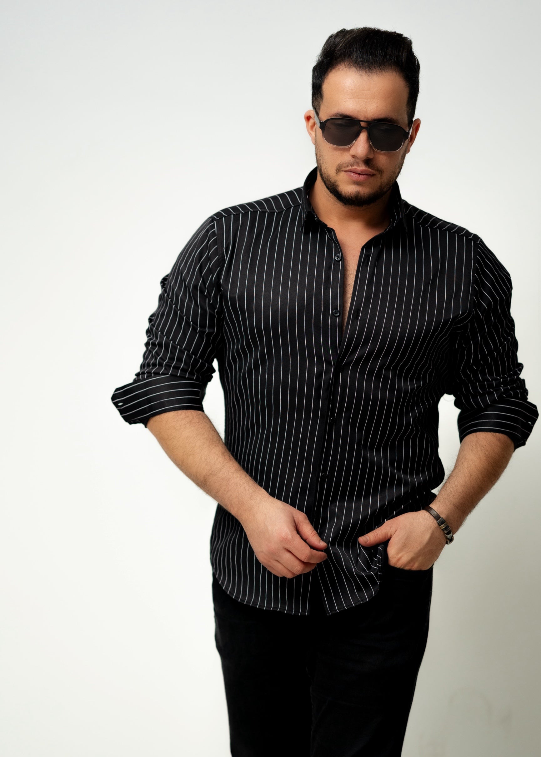 Чоловіча Сорочка чорна молодіжна M 80-34-302